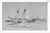 Yarmouth beach looking south with a beach yawl and other small boats drawn up by Edward William Cooke