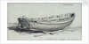 A coble hauled up on rollers on Yarmouth beach. Starbord quarter by Edward William Cooke