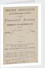 Invitation to the President's Address, British Association for the Advancement of Science, 6 September 1876 by Edward William Cooke