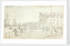 The 'Duchess of Atholl' being built at Blackwall with figures looking around the yard and shipping on the Thames by Henry Moses
