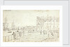 The 'Duchess of Atholl' being built at Blackwall with figures looking around the yard and shipping on the Thames by Henry Moses