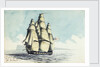 A brig of war on the starboard tack off the Lizard by Henry Studdy