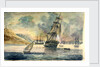 British man of war in a Mediterranean anchorage by D. Tandy