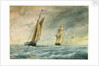 A pilot cutter, standing off, in the shipping lane with a full rigged ship astern by Harry Joseph Atkins