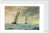A pilot cutter, standing off, in the shipping lane with a full rigged ship astern by Harry Joseph Atkins