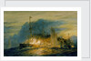Rear Admiral Cradock's flagship, HMS 'Good Hope' (1901), on fire before blowing up at the battle of Coronel, 1 November 1914 by William Lionel Wyllie