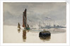 A Thames barge and a cement works by William Lionel Wyllie