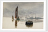 A Thames barge and a cement works by William Lionel Wyllie