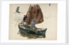A man and a boy in a small sailing boat by William Lionel Wyllie