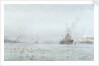 The interned German High Seas Fleet at Scapa Flow, with HMS 'Carlisle' and 'Blonde' by William Lionel Wyllie