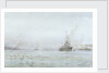 The interned German High Seas Fleet at Scapa Flow, with HMS 'Carlisle' and 'Blonde' by William Lionel Wyllie
