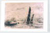 Barge and other craft on the river. 2. Trial proof by William Lionel Wyllie