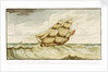 Naval sailing vessel underway, with inscription, 'Carrying Sail In Chase' by Edward Bamfylde Eagles
