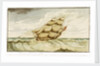 Naval sailing vessel underway, with inscription, 'Carrying Sail In Chase' by Edward Bamfylde Eagles