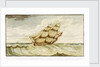 Naval sailing vessel underway, with inscription, 'Carrying Sail In Chase' by Edward Bamfylde Eagles