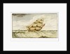 Naval sailing vessel underway, with inscription, 'Carrying Sail In Chase' by Edward Bamfylde Eagles