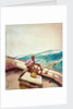 Negro at the wheel of a sailing vessel by John Fraser