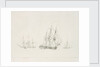 A 60-gun frigate of new construction, with a 38-gun frigate and a cutter nearby by Samuel Rawle