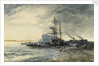 Fishing boats on the seashore by Jules Achille Noel