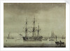 A merchant ship at anchor by unknown