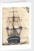 Study of the stern gallery of a vessel, also showing the rigging and sails by unknown