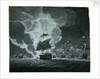 Fleet with a ship on fire by Robert Cleveley