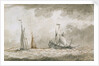 A dismasted Dutch man of war by Charles Gore