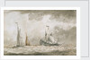 A dismasted Dutch man of war by Charles Gore