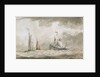 A dismasted Dutch man of war by Charles Gore