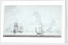 A Polacca and men of war in light airs off Stromboli, 1785 by Robert Cleveley