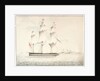 HMS 'Norge' (captured from the Danes 1807) off Pendennis Castle by W. H.