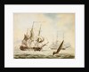 A frigate off Gibraltar by J. Richbell