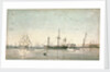 HMS 'Imperieuse'? refitting in the inner harbour of Port Mahon by Robert Hood by Robert Hood