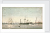 HMS 'Imperieuse'? refitting in the inner harbour of Port Mahon by Robert Hood by Robert Hood