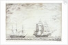 Frigate and paddle steamer by Daniel England