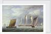 A lugger with other small craft in a fresh breeze by William Joy