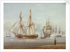 Action with English frigate in foreground. Clio - Light air by William Joy