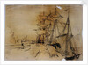 Fishing vessels tied up at a promenade by Wenstad Holst