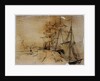 Fishing vessels tied up at a promenade by Wenstad Holst