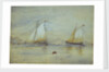 Two sailing craft off a shore by Lady Emily Frances Phipps Hornby
