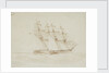 HMS 'Mutine' passing to windward of HMS 'Helena' in a sailing trial, 1 September 1845 by George Pechell Mends