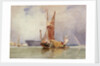 Hay barge and men of war on the Medway, 1833 by Edward William Cooke