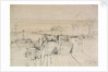 Annotated drawing of Greenwich Pier with a view of the Hospital buildings by Thomas Bush Hardy