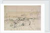Annotated drawing of Greenwich Pier with a view of the Hospital buildings by Thomas Bush Hardy