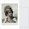 A man of the Sandwich Islands with his helmet by John Webber