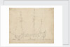 A Dutch ship bending sails by Willem Van de Velde the Younger