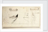 Two views of yacht and profiles of bow and stern by Willem Van de Velde the Younger