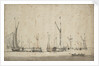 Three galjoots underway and another at anchor by Willem Van de Velde the Younger