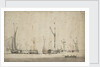 Three galjoots underway and another at anchor by Willem Van de Velde the Younger