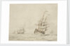 A Dutch flagship shortening sail by Willem Van de Velde the Younger